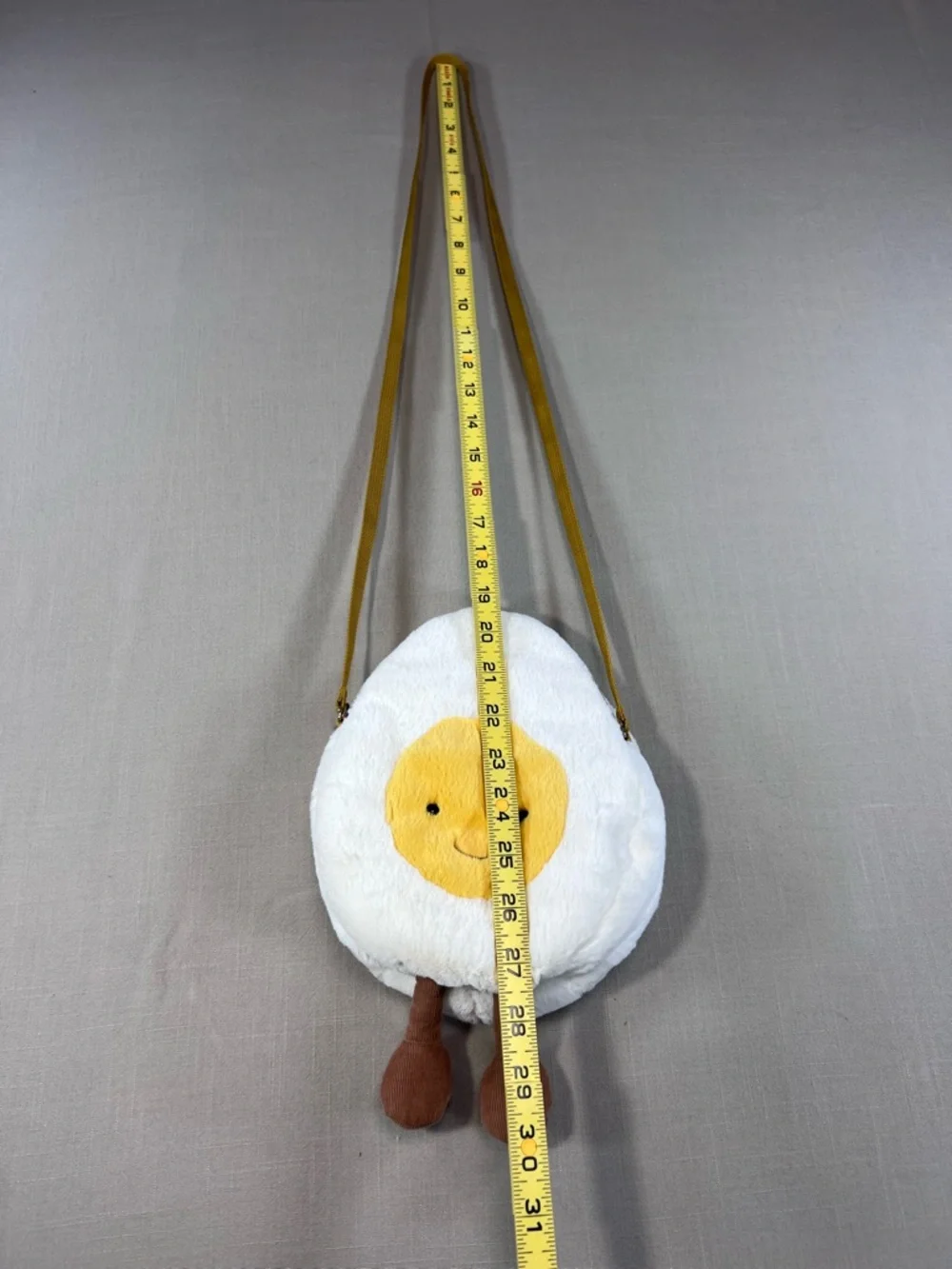 Jellycat Amuseable Happy Boiled Egg Crossbody Bag Plush White Yellow London - Picture 4 of 13